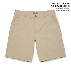 Grundens Men's 40 Performance Fishing Shorts Tan‎ Khaki Stretch Quick Dry UPF 50